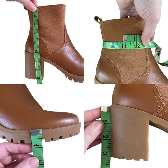 Soludos Dani Saddle Shearling Platform Heeled Ankle Boot leather suede tan 7.5 - Picture 13 of 16